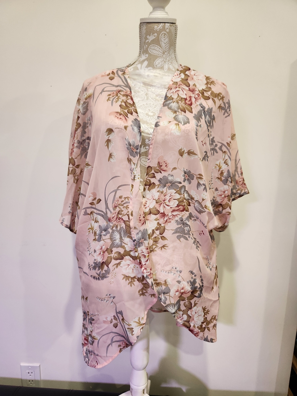 Blush Pink Floral Kimono Cover-Up